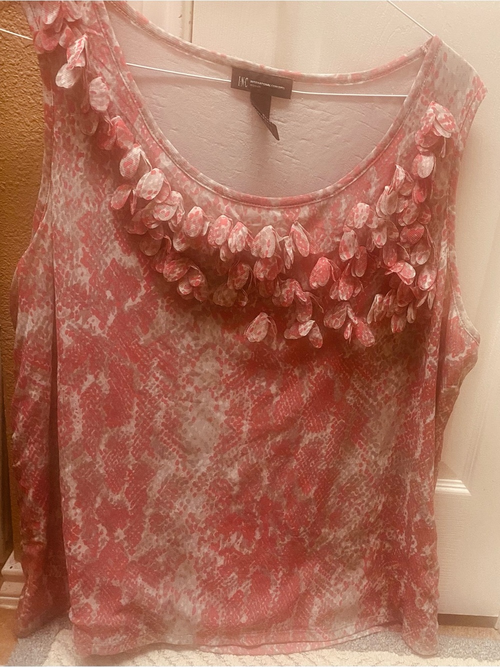 INC International Concepts Pink Snake-Print Sleeveless Top
